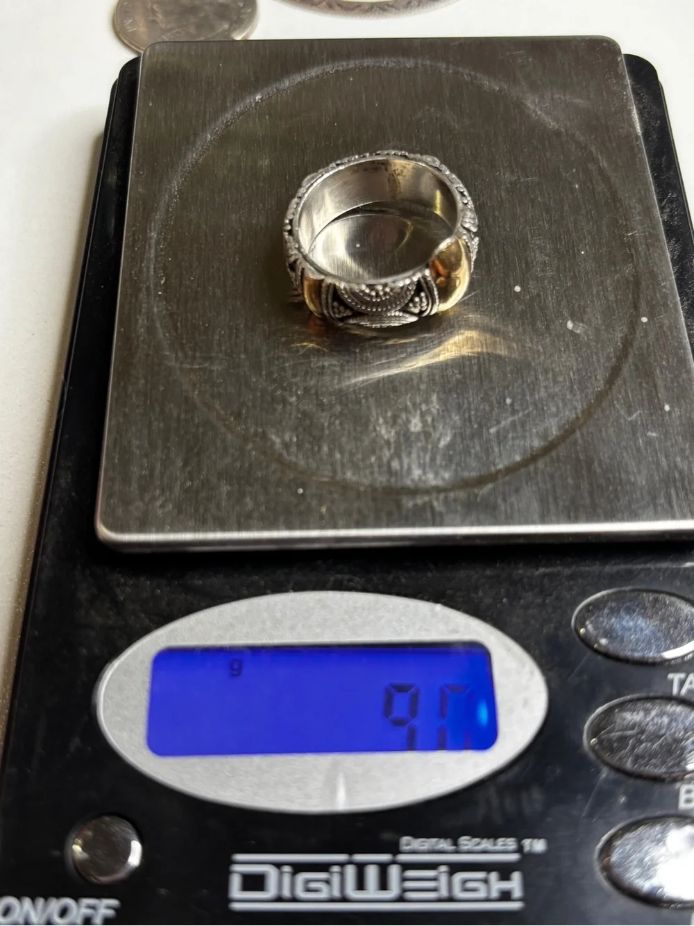 Bali Indonesia 925 Sterling Silver 18K Gold Accent Ring Size 8